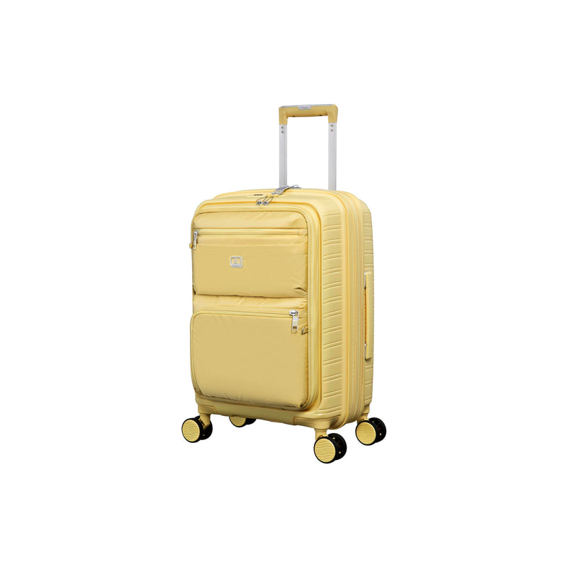 Continuous 4 Piece Hardside Expandable 8 Wheel Spinner Luggage Set with Soft-Pocket Carry-On (Mellow Yellow)