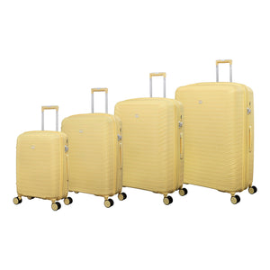 Continuous 4 Piece Hardside Expandable 8 Wheel Spinner Luggage Set (Mellow Yellow)