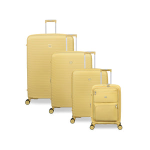 Continuous 4 Piece Hardside Expandable 8 Wheel Spinner Luggage Set with Soft-Pocket Carry-On (Mellow Yellow)