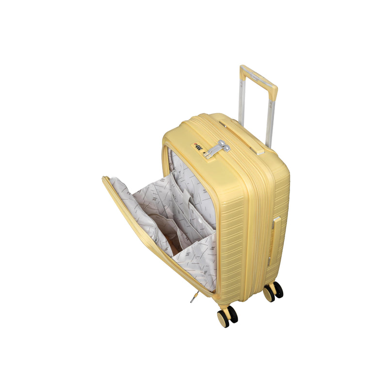 Continuous 4 Piece Hardside Expandable 8 Wheel Spinner Luggage Set with Hard-Pocket Carry-On (Mellow Yellow)