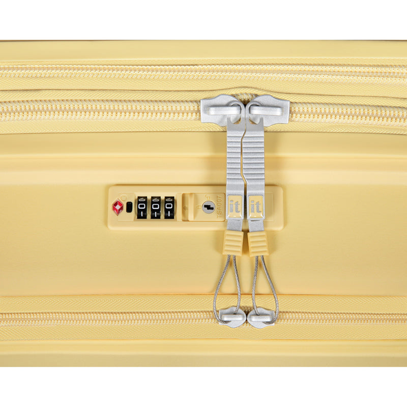 Continuous 4 Piece Hardside Expandable 8 Wheel Spinner Luggage Set with Hard-Pocket Carry-On (Mellow Yellow)