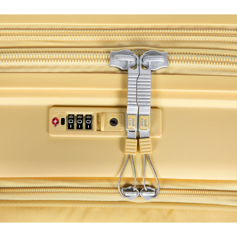 Continuous 4 Piece Hardside Expandable 8 Wheel Spinner Luggage Set with Soft-Pocket Carry-On (Mellow Yellow)