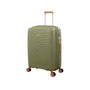 Continuous 4 Piece Hardside Expandable 8 Wheel Spinner Luggage Set with Soft-Pocket Carry-On (Olive Drab)