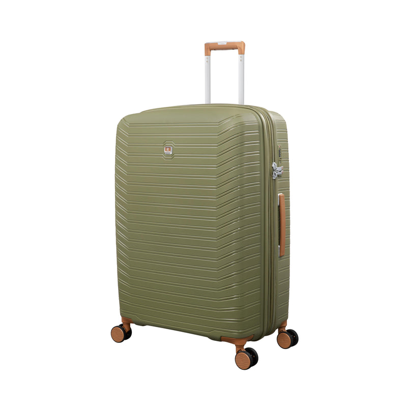 Continuous 4 Piece Hardside Expandable 8 Wheel Spinner Luggage Set (Olive Drab)