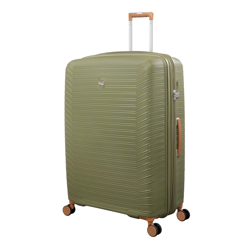 Continuous 4 Piece Hardside Expandable 8 Wheel Spinner Luggage Set with Soft-Pocket Carry-On (Olive Drab)