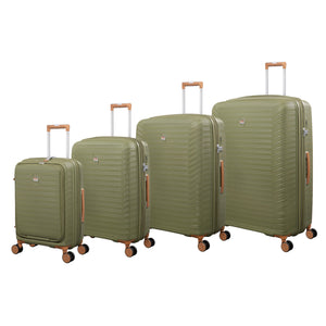 Continuous 4 Piece Hardside Expandable 8 Wheel Spinner Luggage Set with Hard-Pocket Carry-On (Olive Drab)