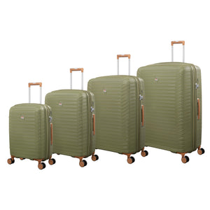 Continuous 4 Piece Hardside Expandable 8 Wheel Spinner Luggage Set (Olive Drab)
