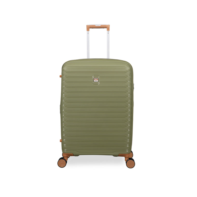 Continuous 4 Piece Hardside Expandable 8 Wheel Spinner Luggage Set with Hard-Pocket Carry-On (Olive Drab)