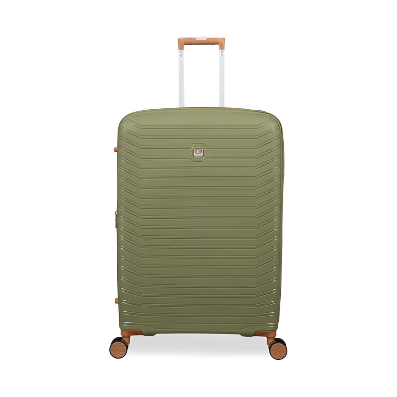 Continuous 4 Piece Hardside Expandable 8 Wheel Spinner Luggage Set with Hard-Pocket Carry-On (Olive Drab)