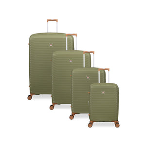 Continuous 4 Piece Hardside Expandable 8 Wheel Spinner Luggage Set (Olive Drab)