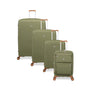Continuous 4 Piece Hardside Expandable 8 Wheel Spinner Luggage Set with Soft-Pocket Carry-On (Olive Drab)
