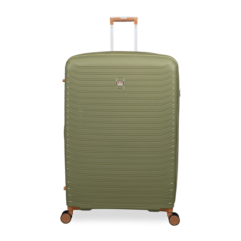 Continuous 4 Piece Hardside Expandable 8 Wheel Spinner Luggage Set with Soft-Pocket Carry-On (Olive Drab)