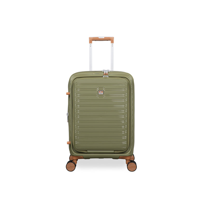 Continuous 4 Piece Hardside Expandable 8 Wheel Spinner Luggage Set with Hard-Pocket Carry-On (Olive Drab)