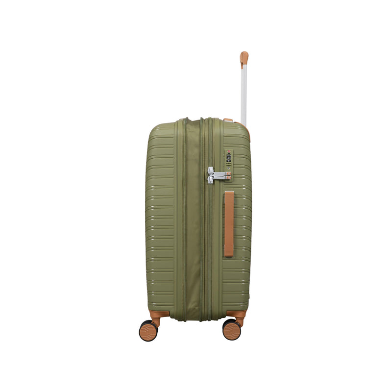 Continuous 4 Piece Hardside Expandable 8 Wheel Spinner Luggage Set (Olive Drab)