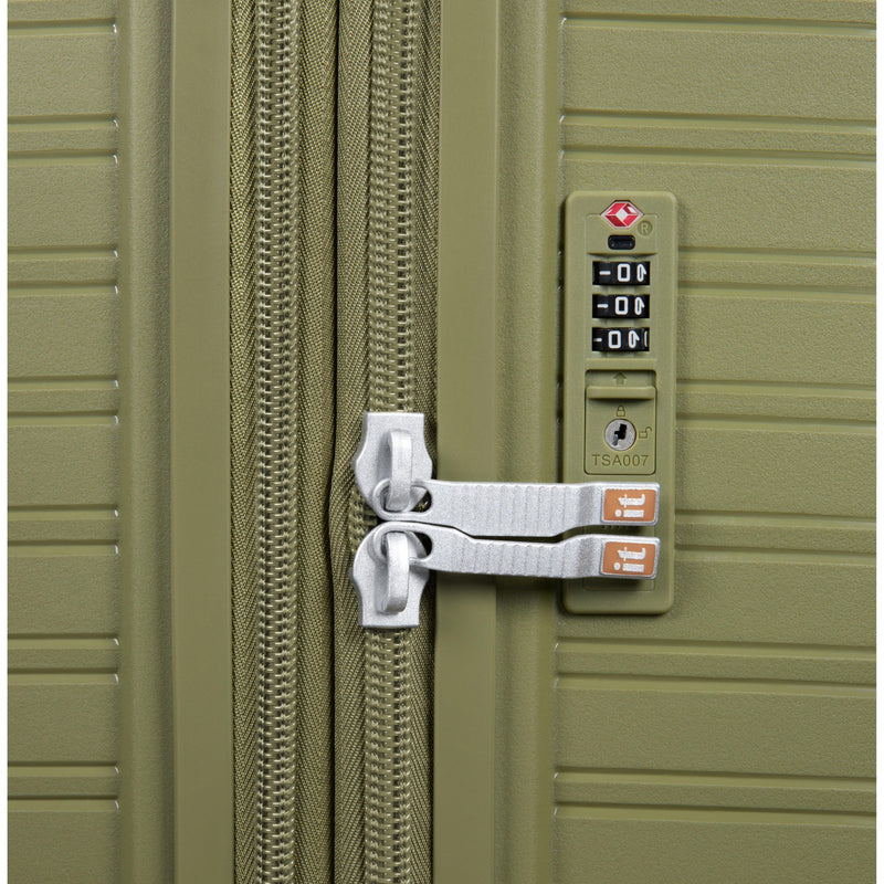 Continuous 4 Piece Hardside Expandable 8 Wheel Spinner Luggage Set (Olive Drab)