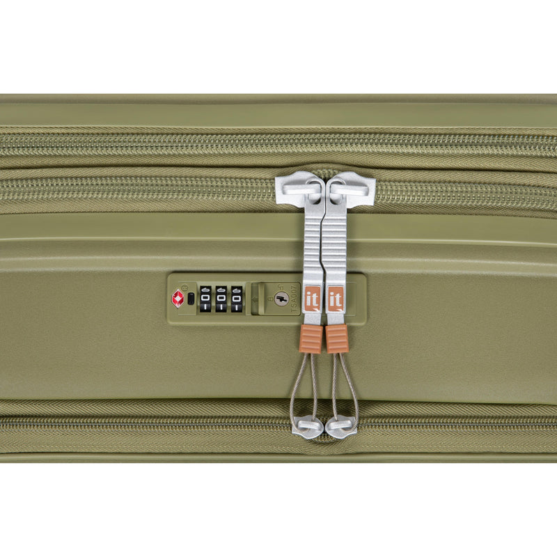 Continuous 4 Piece Hardside Expandable 8 Wheel Spinner Luggage Set with Hard-Pocket Carry-On (Olive Drab)