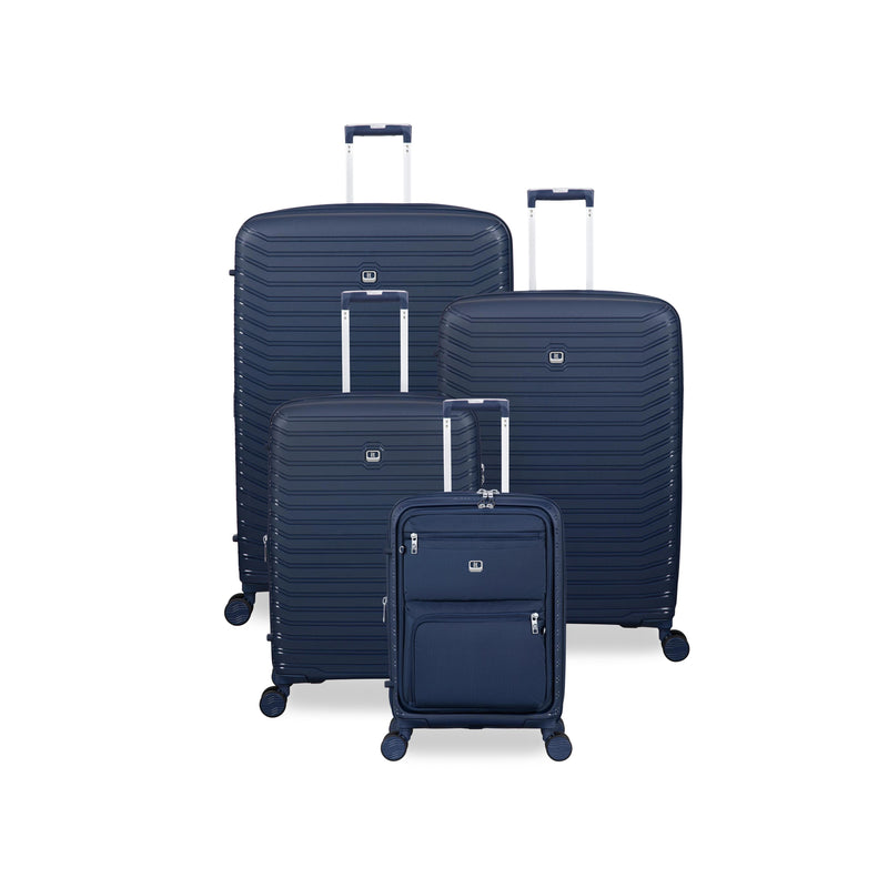 Continuous 4 Piece Hardside Expandable 8 Wheel Spinner Luggage Set with Soft-Pocket Carry-On (Outer Space)