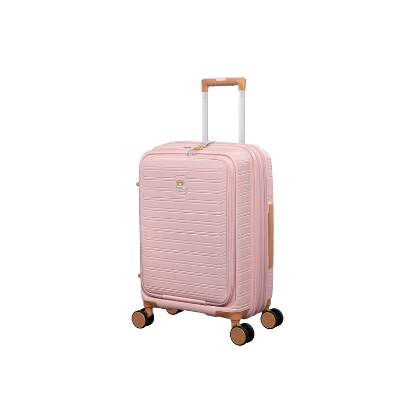 Continuous 4 Piece Hardside Expandable 8 Wheel Spinner Luggage Set with Hard-Pocket Carry-On (Peach Whip)