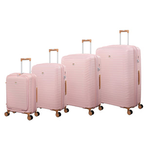 Continuous 4 Piece Hardside Expandable 8 Wheel Spinner Luggage Set with Hard-Pocket Carry-On (Peach Whip)