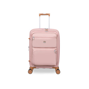 Continuous 22" Hardside Carry-On 8 Wheel Expandable Spinner with Soft Pocket (Peach Whip)