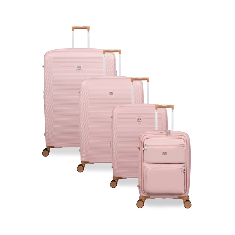 Continuous 4 Piece Hardside Expandable 8 Wheel Spinner Luggage Set with Soft-Pocket Carry-On (Peach Whip)