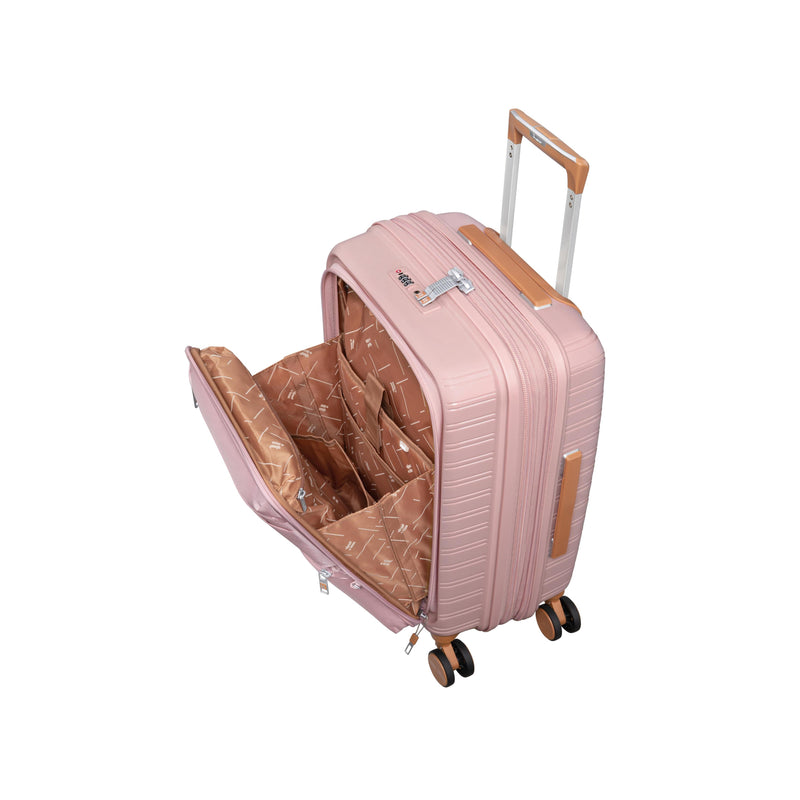 Continuous 22" Hardside Carry-On 8 Wheel Expandable Spinner with Soft Pocket (Peach Whip)