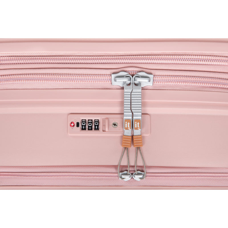Continuous 4 Piece Hardside Expandable 8 Wheel Spinner Luggage Set with Hard-Pocket Carry-On (Peach Whip)