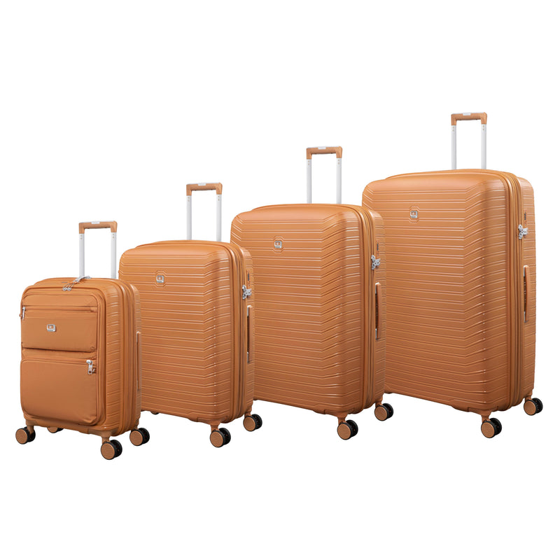 Continuous 4 Piece Hardside Expandable 8 Wheel Spinner Luggage Set with Soft-Pocket Carry-On (Pumpkin Spice)
