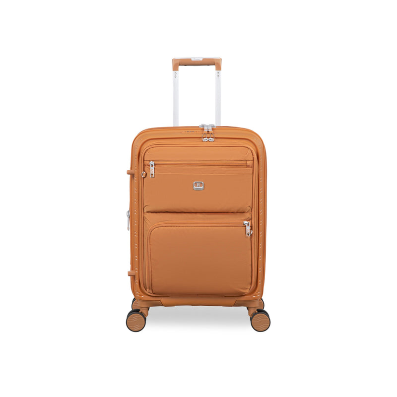 Continuous 4 Piece Hardside Expandable 8 Wheel Spinner Luggage Set with Soft-Pocket Carry-On (Pumpkin Spice)