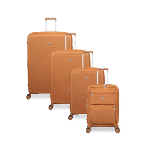 Continuous 4 Piece Hardside Expandable 8 Wheel Spinner Luggage Set with Soft-Pocket Carry-On (Pumpkin Spice)