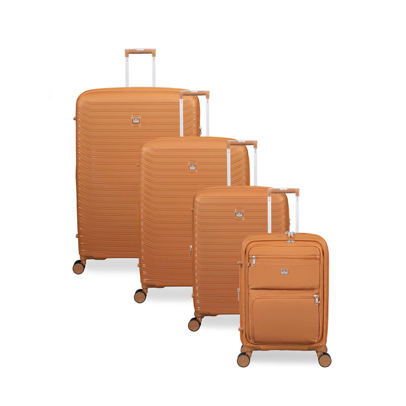 Continuous 4 Piece Hardside Expandable 8 Wheel Spinner Luggage Set with Soft-Pocket Carry-On (Pumpkin Spice)