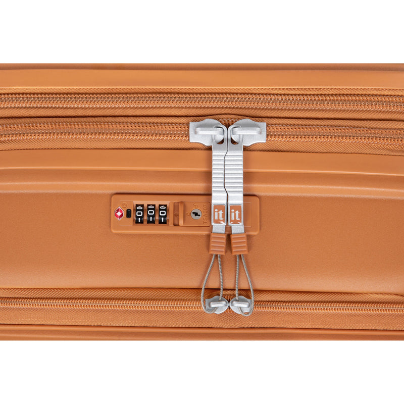Continuous 4 Piece Hardside Expandable 8 Wheel Spinner Luggage Set with Hard-Pocket Carry-On (Pumpkin Spice)