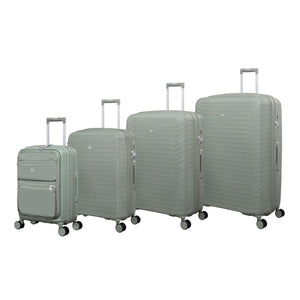Continuous 4 Piece Hardside Expandable 8 Wheel Spinner Luggage Set with Soft-Pocket Carry-On (Seagrass)