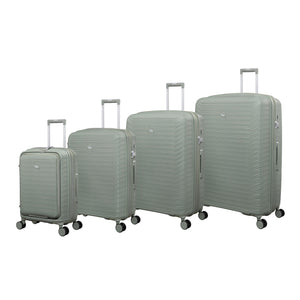 Continuous 4 Piece Hardside Expandable 8 Wheel Spinner Luggage Set with Hard-Pocket Carry-On (Seagrass)