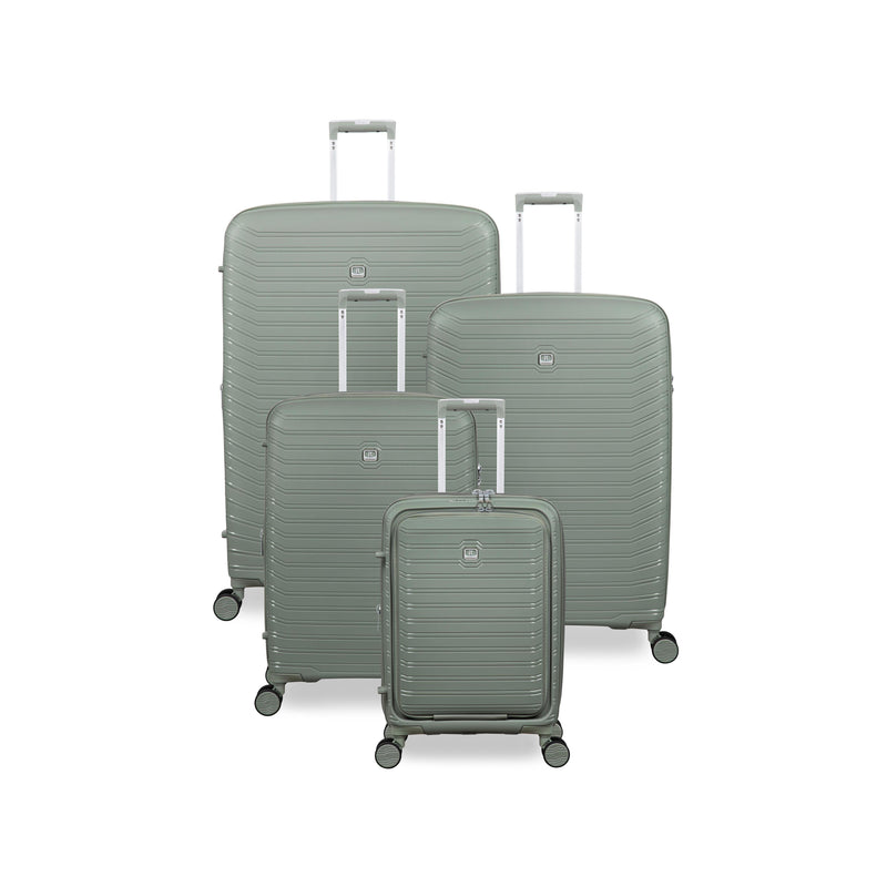 Continuous 4 Piece Hardside Expandable 8 Wheel Spinner Luggage Set with Hard-Pocket Carry-On (Seagrass)