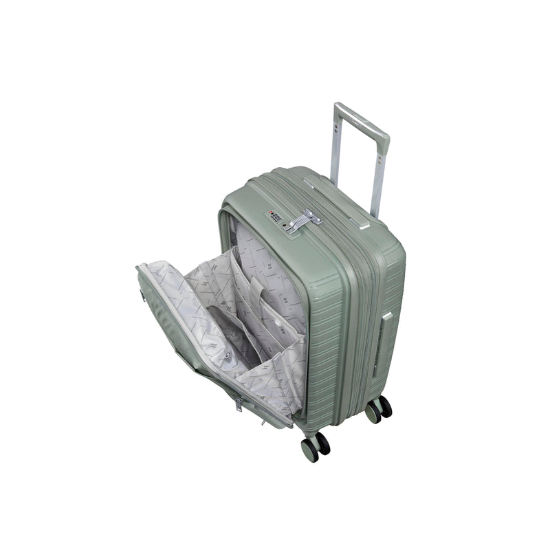 Continuous 4 Piece Hardside Expandable 8 Wheel Spinner Luggage Set with Soft-Pocket Carry-On (Seagrass)