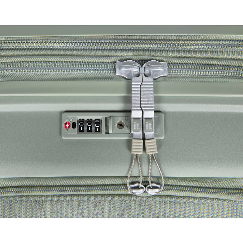 Continuous 4 Piece Hardside Expandable 8 Wheel Spinner Luggage Set with Soft-Pocket Carry-On (Seagrass)