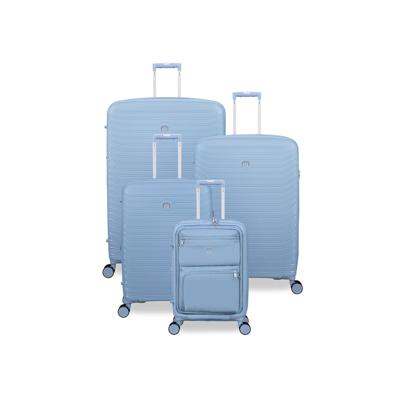 Continuous 4 Piece Hardside Expandable 8 Wheel Spinner Luggage Set with Soft-Pocket Carry-On (Skyway)