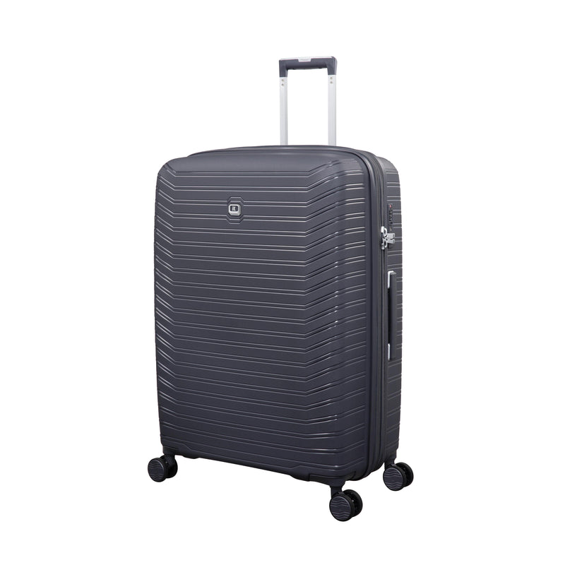 Continuous 4 Piece Hardside Expandable 8 Wheel Spinner Luggage Set with Soft-Pocket Carry-On (Warm Charcoal)