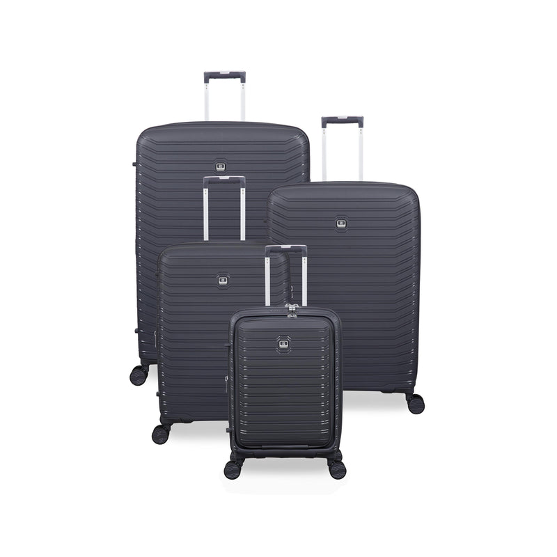 Continuous 4 Piece Hardside Expandable 8 Wheel Spinner Luggage Set with Hard-Pocket Carry-On (Warm Charcoal)