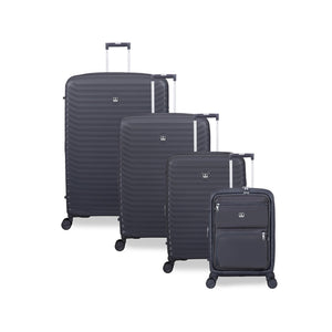 Continuous 4 Piece Hardside Expandable 8 Wheel Spinner Luggage Set with Soft-Pocket Carry-On (Warm Charcoal)