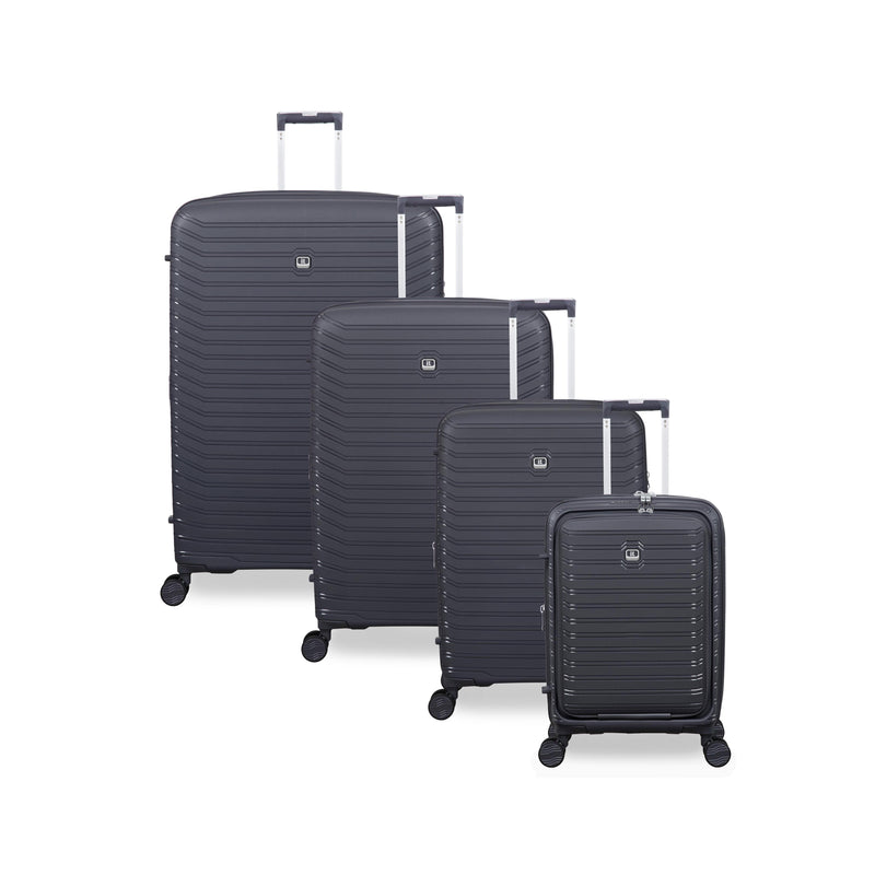 Continuous 4 Piece Hardside Expandable 8 Wheel Spinner Luggage Set with Hard-Pocket Carry-On (Warm Charcoal)