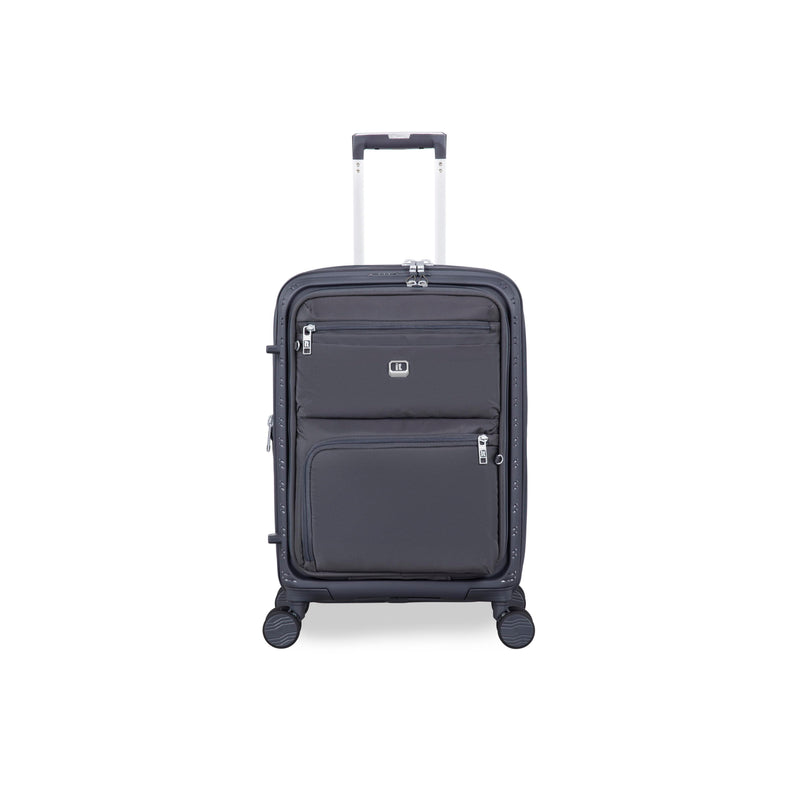 Continuous 4 Piece Hardside Expandable 8 Wheel Spinner Luggage Set with Soft-Pocket Carry-On (Warm Charcoal)