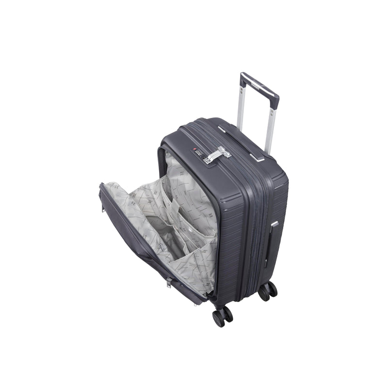 Continuous 4 Piece Hardside Expandable 8 Wheel Spinner Luggage Set with Soft-Pocket Carry-On (Warm Charcoal)