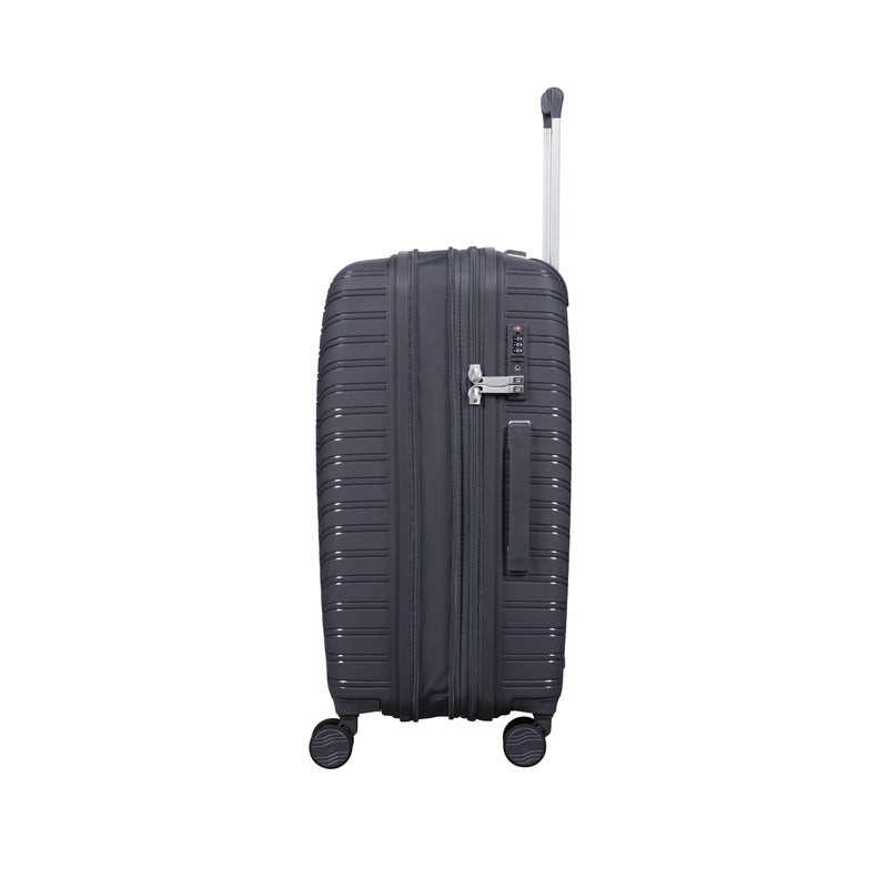 Continuous 4 Piece Hardside Expandable 8 Wheel Spinner Luggage Set with Hard-Pocket Carry-On (Warm Charcoal)