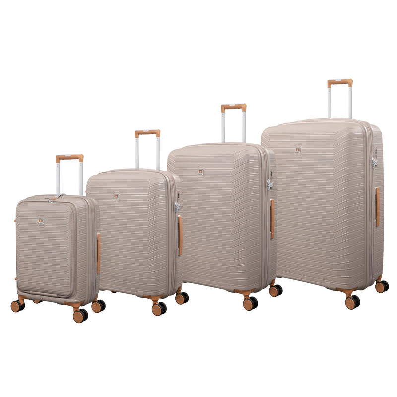 Continuous 4 Piece Hardside Expandable 8 Wheel Spinner Luggage Set with Hard-Pocket Carry-On (Crockery)
