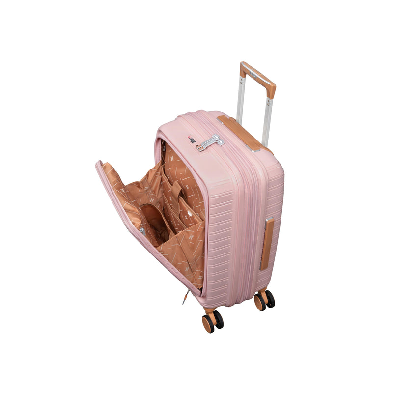 Continuous 22" Hardside Carry-On 8 Wheel Expandable Spinner with Hard Pocket (Peach Whip)