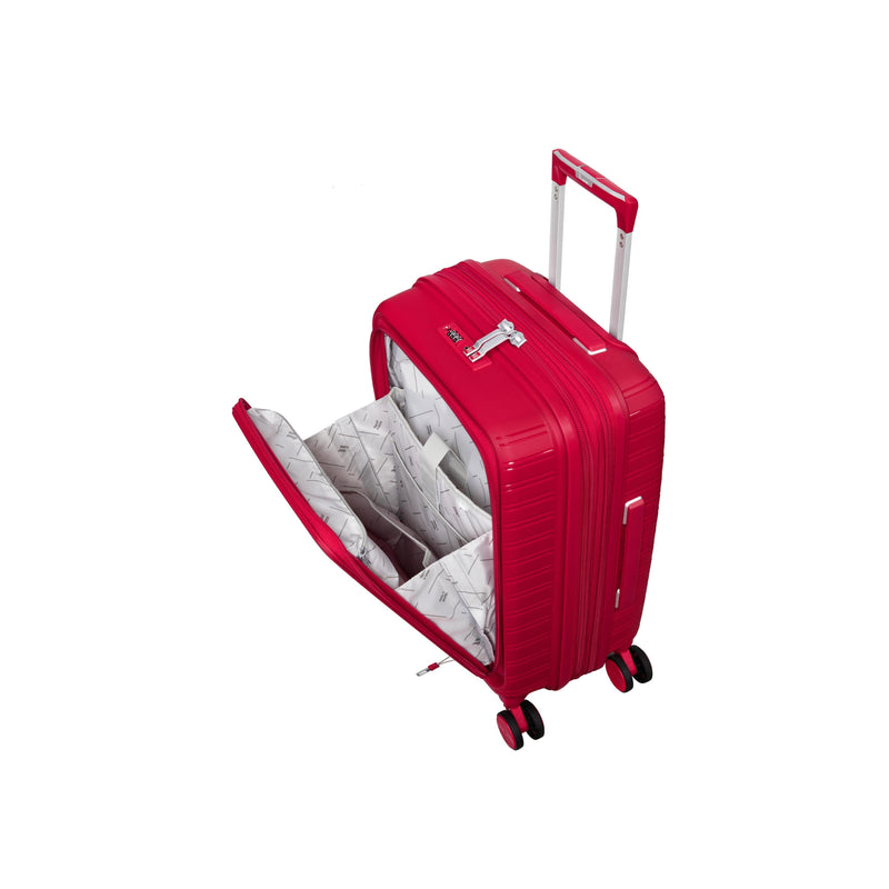 Continuous 22" Hardside Carry-On 8 Wheel Expandable Spinner with Hard Pocket (Bright Red)