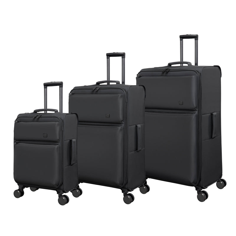Debutant 3 Piece Softside 8 Wheel Spinner Luggage Set (Black)