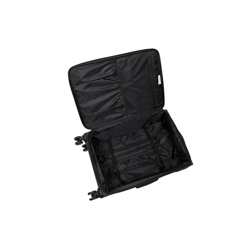 Debutant 3 Piece Softside 8 Wheel Spinner Luggage Set (Black)